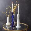 Cobalt Blue Glass Taper Candle Holder - Set of 2  Elegant Home Decor Accent