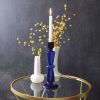 Cobalt Blue Glass Taper Candle Holder - Set of 2  Elegant Home Decor Accent