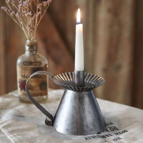 Vintage Heirloom Chamberstick Candle Holder - Rustic Home Decor Accent