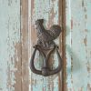 Rooster Door Knocker - Set of 2  Rustic Farmhouse Decor  Metal Rooster Door Knocker for Front Door  Weather Resistant  Easy Installation