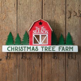 Rustic Christmas Tree Farm Wall Rack - Festive Holiday Decor