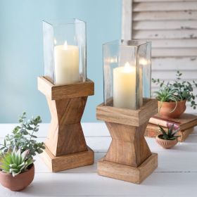 Set of Two Finnigan Pillar Candle Holders - Elegant Home Decor Accessories for Tabletop or Mantel Display