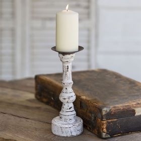 Handcrafted Wood Pillar Candle Holder with Round Base - Rustic Home Decor and Table Centerpiece