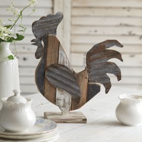 Rustic Reclaimed Wood Rooster Decor - Farmhouse Style