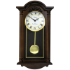 Bedford Clock Collection Noah 22 inch Chestnut Brown Wood Chiming Vintage Pendulum Wall Clock