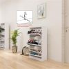 Narrow Shoe Storage Cabinet with Mirror, Wood Slim Shoe Rack 3 Tier Shoe Organizer for Home and Apartment, White