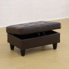 Brown Faux Leather Storage Ottoman Living Room Sofa