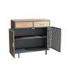 31.5"Wide 2 Drawer Sideboard, Modern Furniture Decor, Made with Iron+ Carbonized Bamboo, Easy Assembly