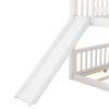 Full over Full Bunk Bed with Convertible Slide and Ladder, White