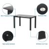 Modern tempered glass black dining table, simple rectangular metal table legs living room kitchen table