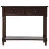 Console Table Traditional Design with Two Drawers and Bottom Shelf (Espresso)