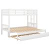 Twin over Pull-out Bunk Bed with Trundle, White