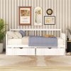 Twin Size Daybed Wood Bed with Two Drawers,White