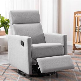 Modern Upholstered Rocker Nursery Chair Plush Seating Glider Swivel Recliner Chair, Gray (Color: as picture)